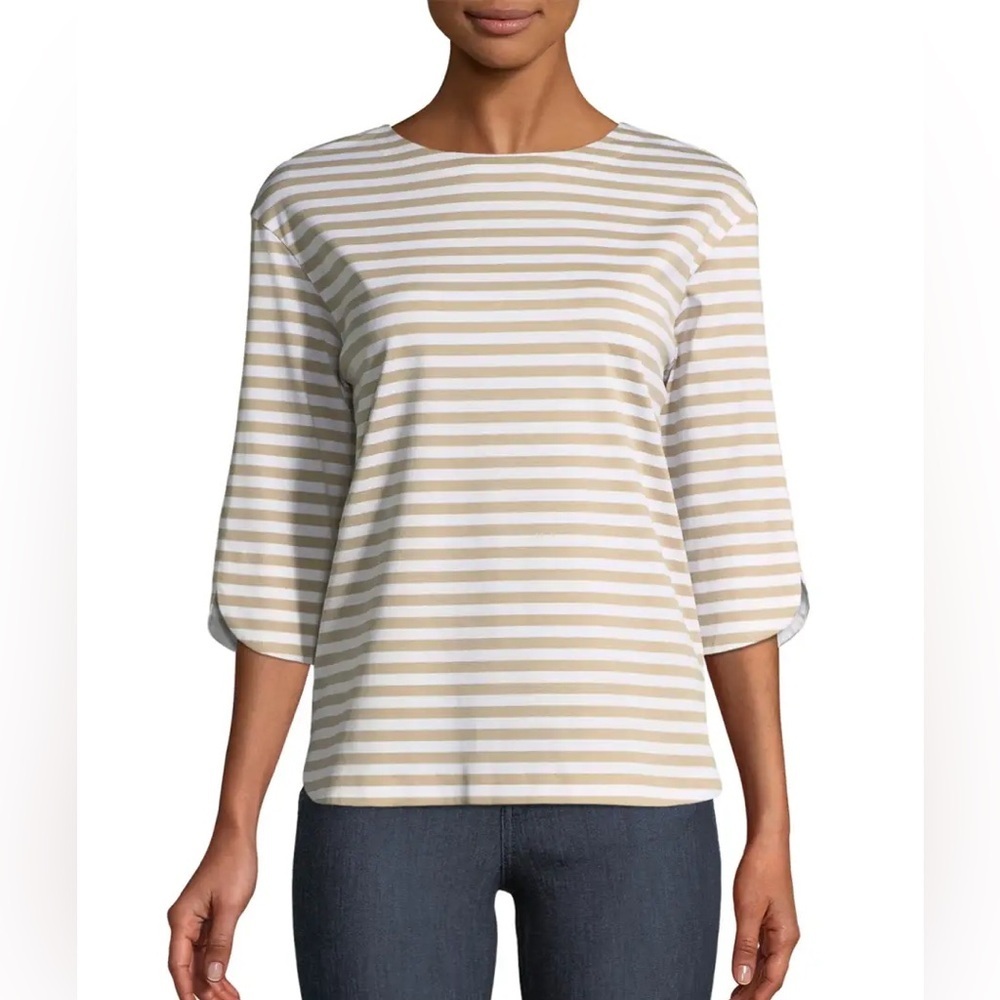 Lafayette 148 New York 3/4-Sleeve Striped Jersey Tee